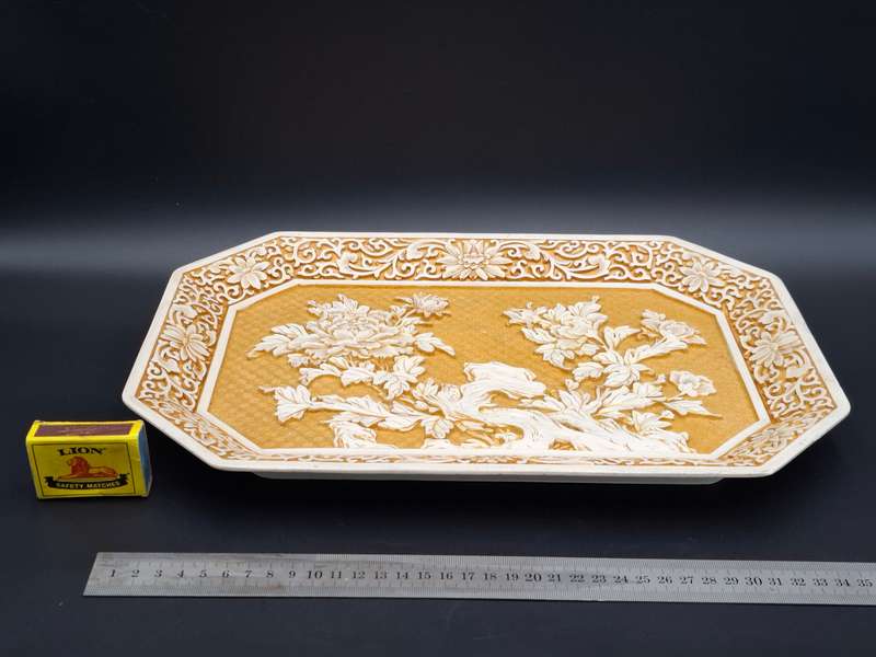 Vintage Ivory Cinnabar Carved Rectangular Tray - Unique & Rare
