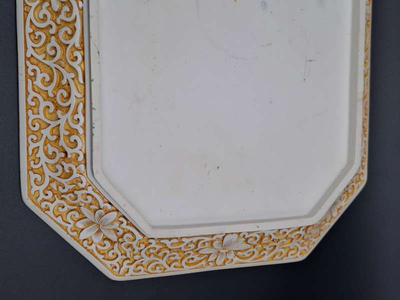 Vintage Ivory Cinnabar Carved Rectangular Tray - Unique & Rare