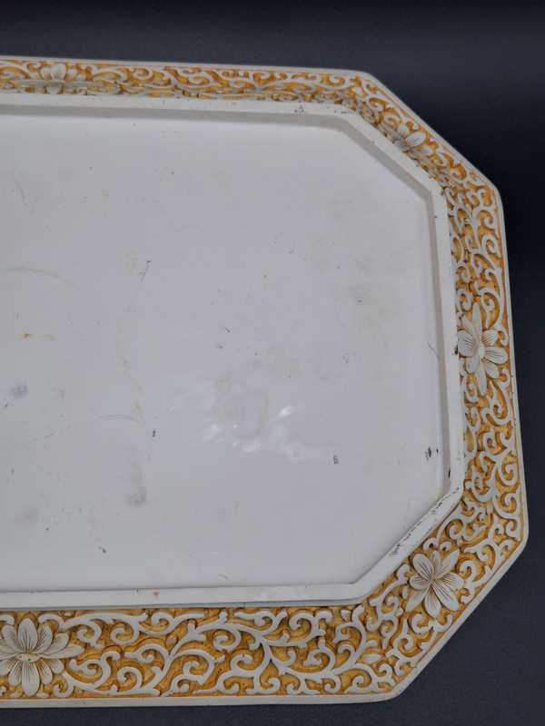 Vintage Ivory Cinnabar Carved Rectangular Tray - Unique & Rare