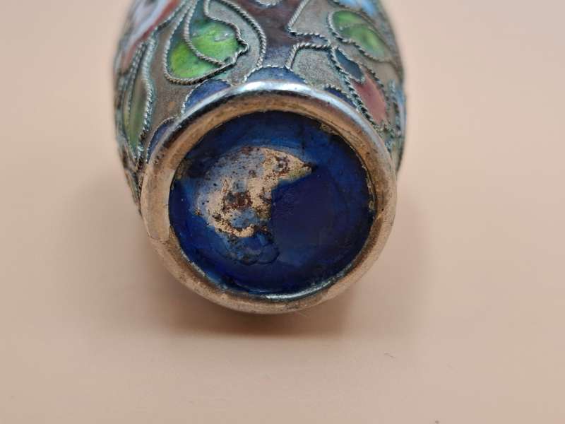 Vintage Miniature Urn Shape Cloisonné Vase - vibrant colours