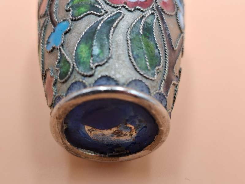 Vintage Miniature Urn Shape Cloisonné Vase - vibrant colours