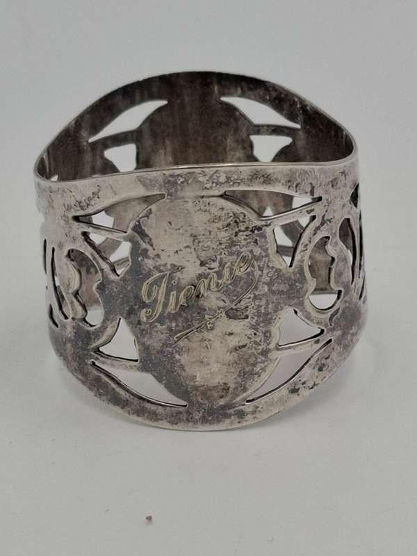 Vintage Silver Plated Filigree Baby Bracelet/Serviette Ring - Great Condition