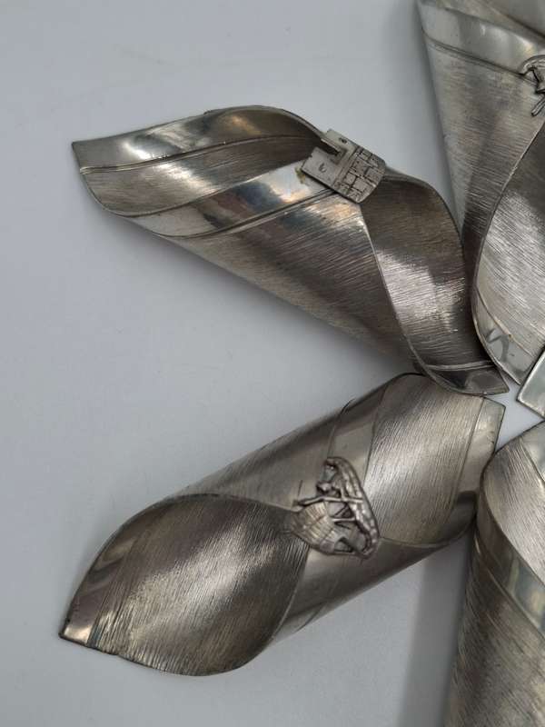 6x Vintage Serviette Rings - Bolivia Pewter - Aztec Themed Folded Design