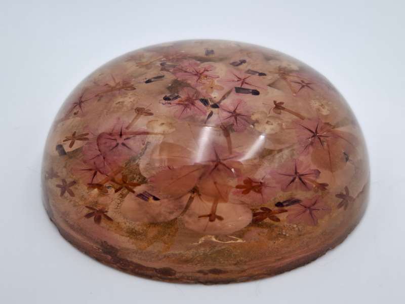 Resin Paperweight with Floating Pink Flower Petals