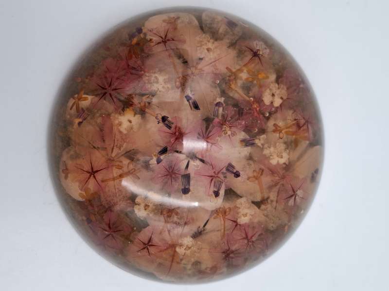Resin Paperweight with Floating Pink Flower Petals