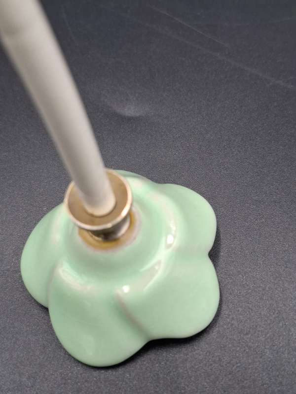 Vintage Sea Green Ceramic Rose and White Steel Coat/Hat Hook - Shabby Chic style