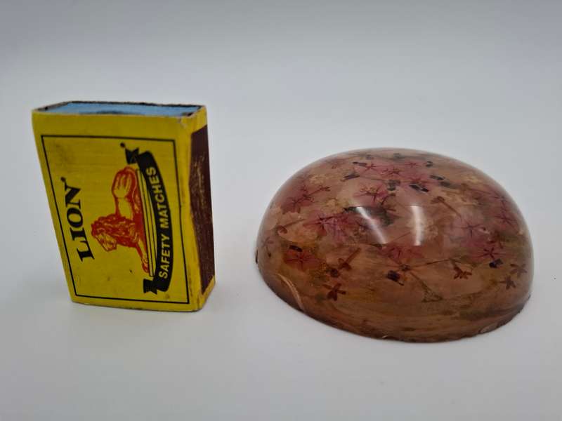Resin Paperweight with Floating Pink Flower Petals
