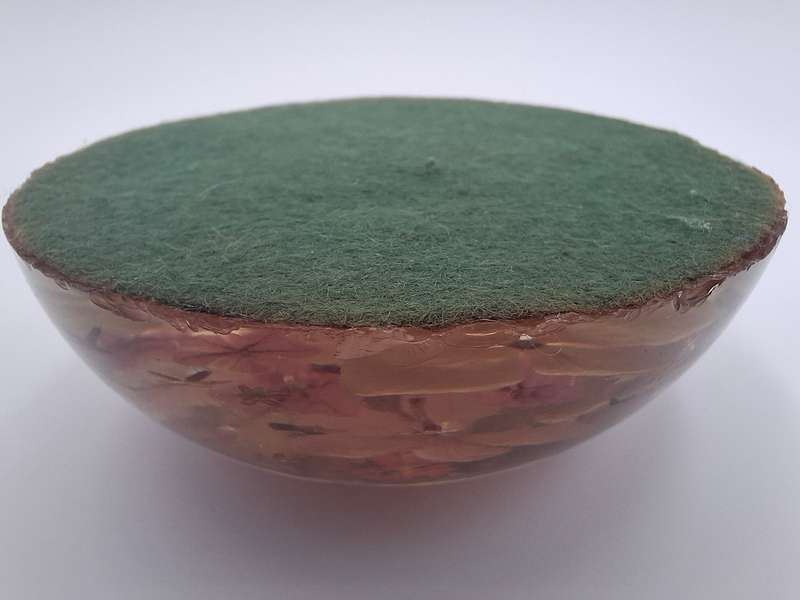 Resin Paperweight with Floating Pink Flower Petals