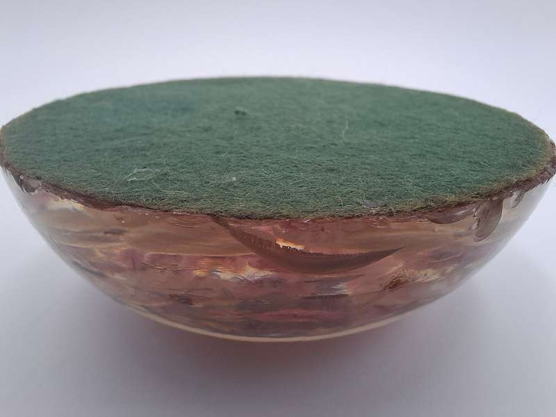 Resin Paperweight with Floating Pink Flower Petals