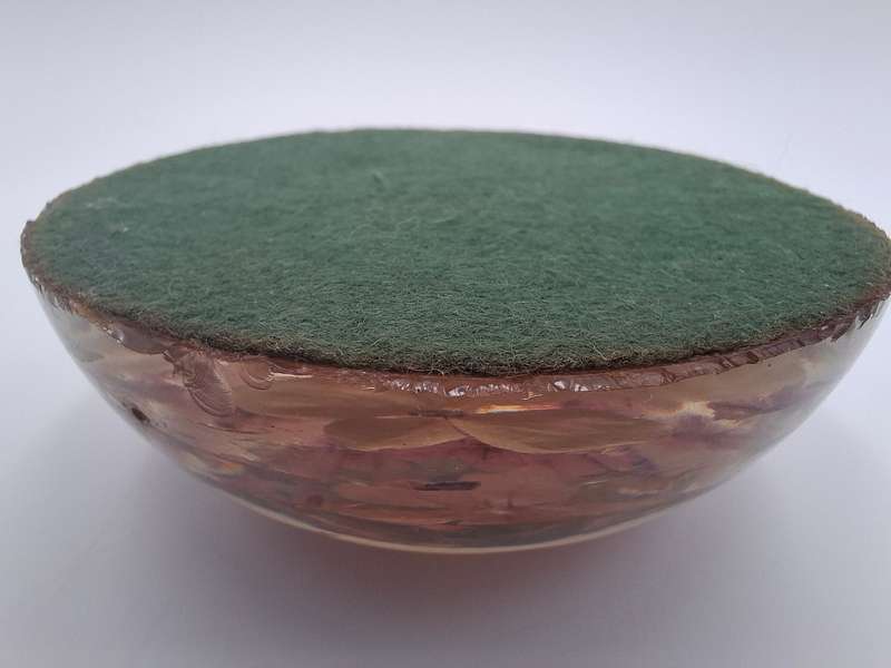 Resin Paperweight with Floating Pink Flower Petals