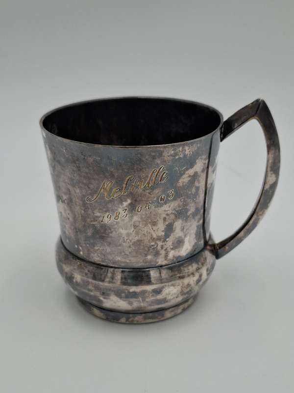 Vintage Leonard Silver Plated Baby Cup with aged Patina - 7CM H