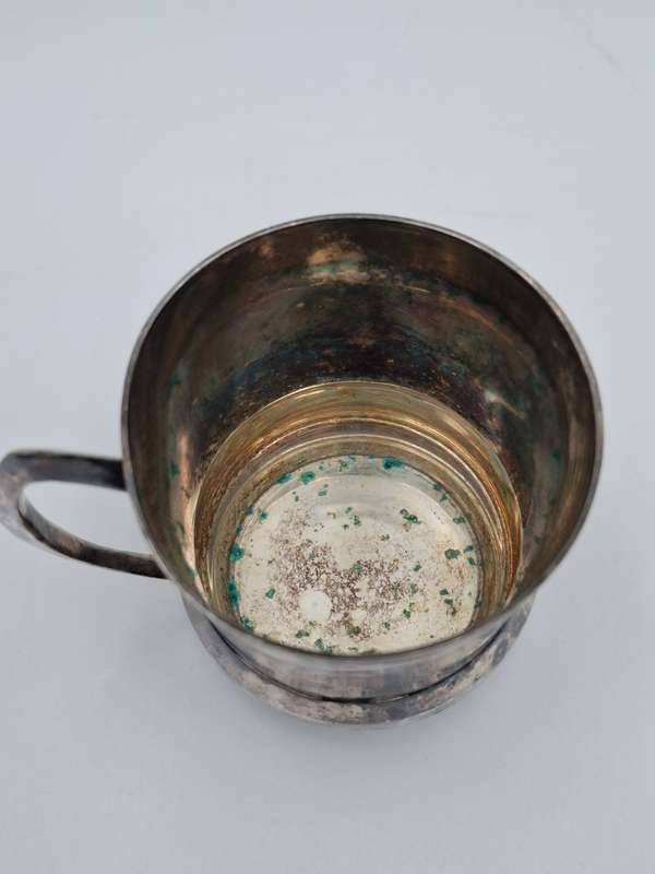 Vintage Leonard Silver Plated Baby Cup with aged Patina - 7CM H