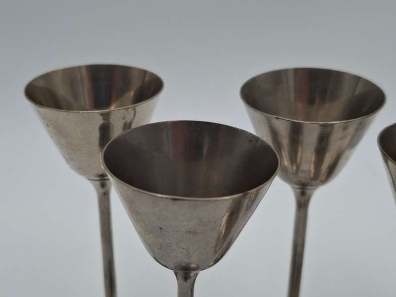 Antique Silver Plated Liqueur Goblets - 12cm H in Great Condition