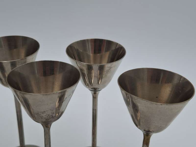 Antique Silver Plated Liqueur Goblets - 12cm H in Great Condition