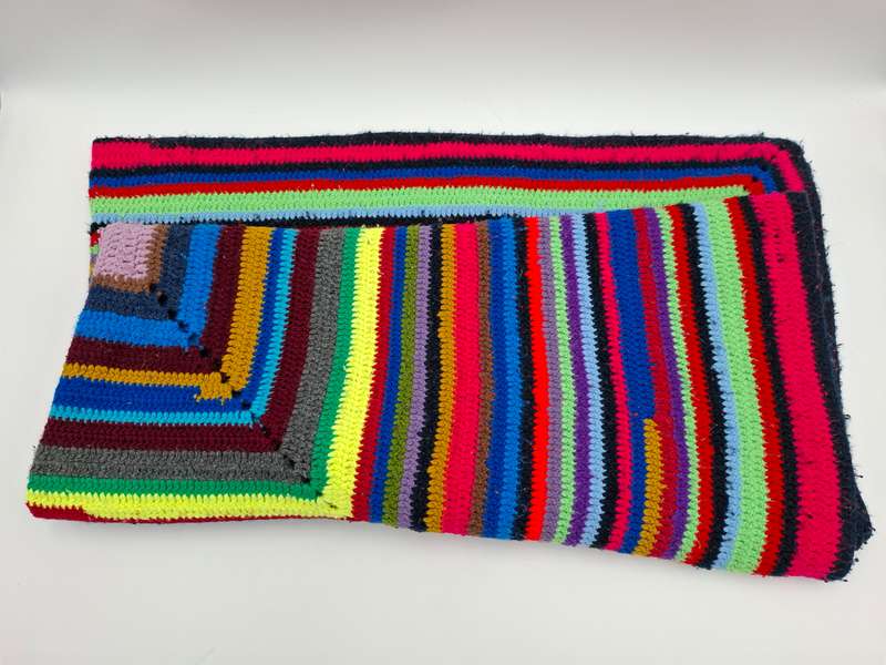 Vintage Crocheted Square Multicolored Throw - 110 x 110 - Grandma's gift
