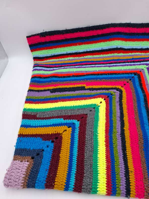 Vintage Crocheted Square Multicolored Throw - 110 x 110 - Grandma's gift