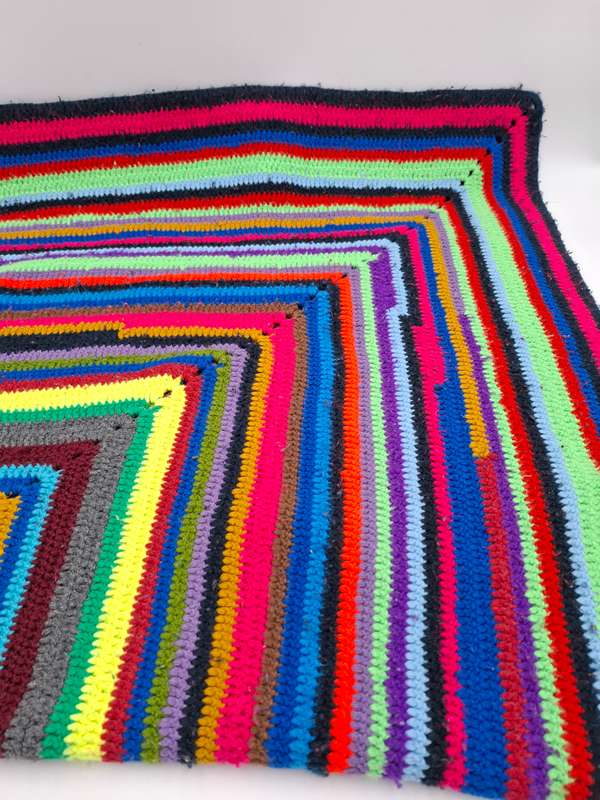 Vintage Crocheted Square Multicolored Throw - 110 x 110 - Grandma's gift