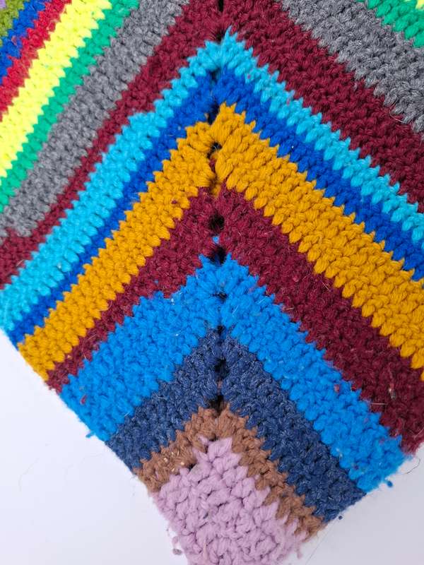 Vintage Crocheted Square Multicolored Throw - 110 x 110 - Grandma's gift