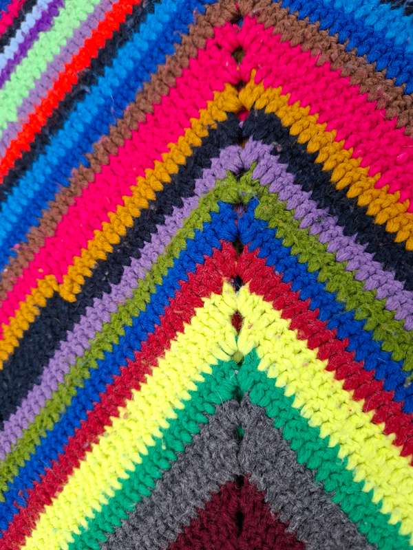 Vintage Crocheted Square Multicolored Throw - 110 x 110 - Grandma's gift