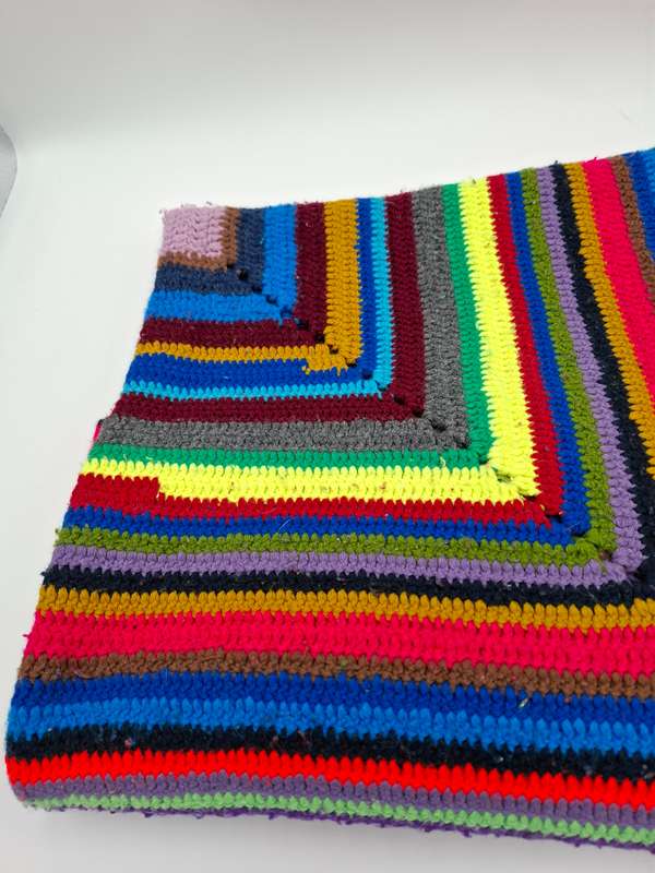 Vintage Crocheted Square Multicolored Throw - 110 x 110 - Grandma's gift