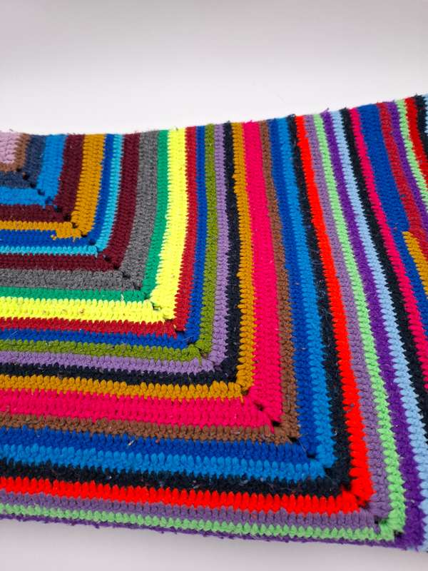 Vintage Crocheted Square Multicolored Throw - 110 x 110 - Grandma's gift