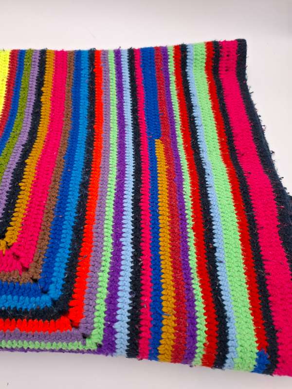 Vintage Crocheted Square Multicolored Throw - 110 x 110 - Grandma's gift