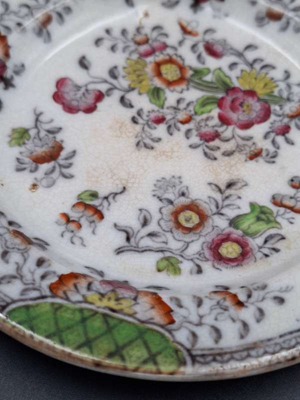 Antique Trio Plates - Wedgwood / Villeroy & Boch / Thomas Dimmock - Vibrant Colours
