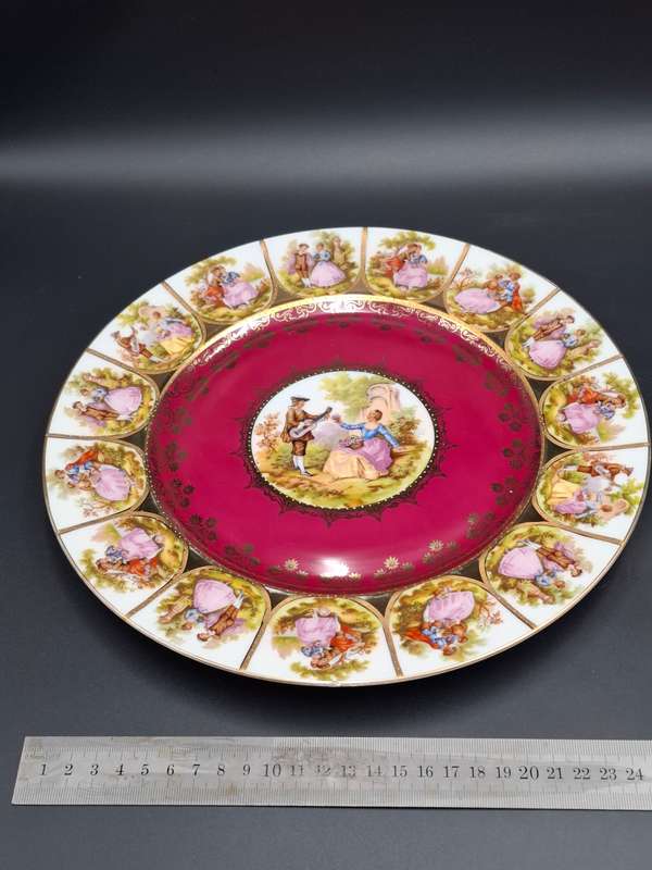 Vintage Bavaria West Germany Fragonard Victorian Design Serving Plates - Pair - 28cm diameter