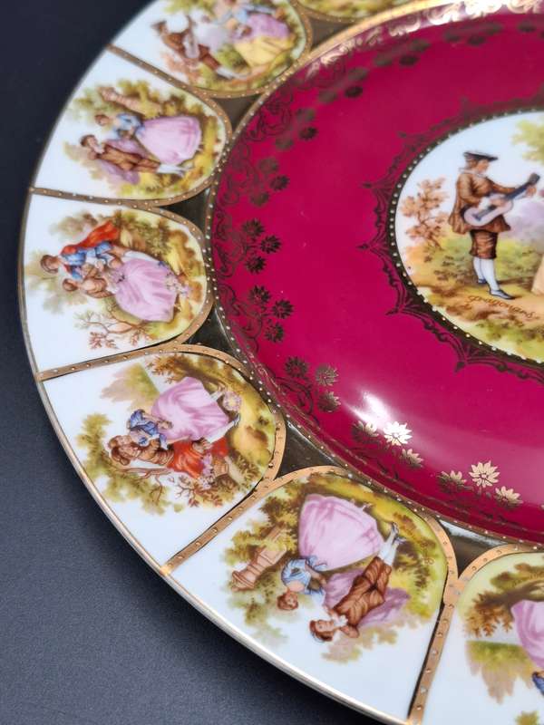 Vintage Bavaria West Germany Fragonard Victorian Design Serving Plates - Pair - 28cm diameter
