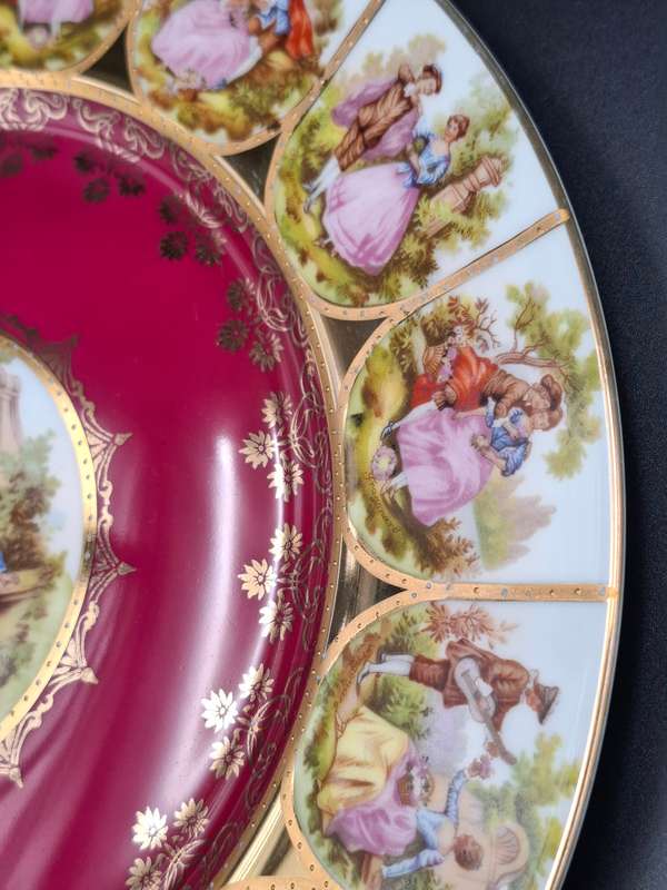 Vintage Bavaria West Germany Fragonard Victorian Design Serving Plates - Pair - 28cm diameter