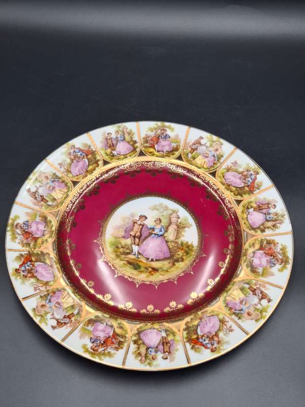 Vintage Bavaria West Germany Fragonard Victorian Design Serving Plates - Pair - 28cm diameter