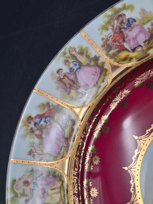 Vintage Bavaria West Germany Fragonard Victorian Design Serving Plates - Pair - 28cm diameter