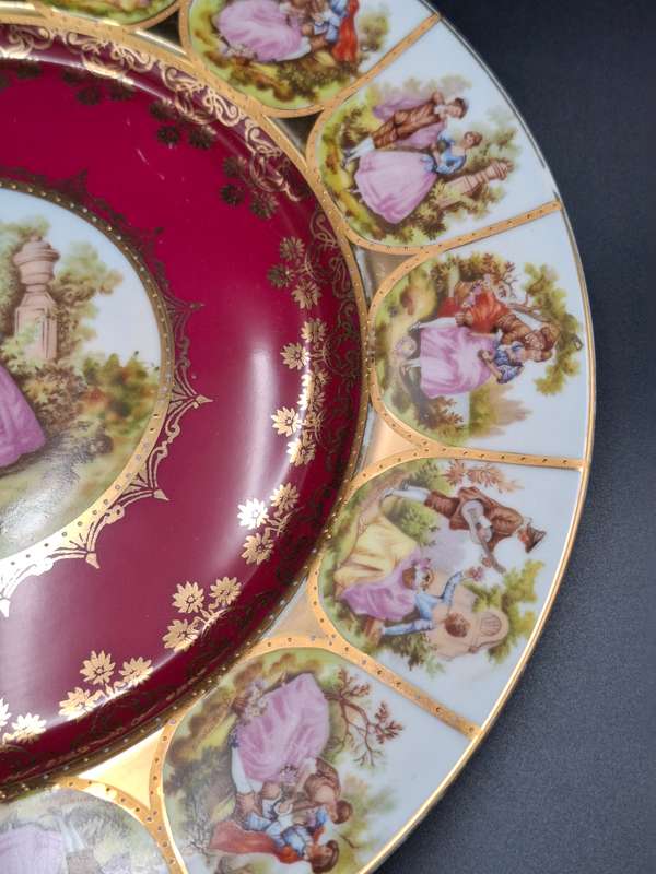Vintage Bavaria West Germany Fragonard Victorian Design Serving Plates - Pair - 28cm diameter
