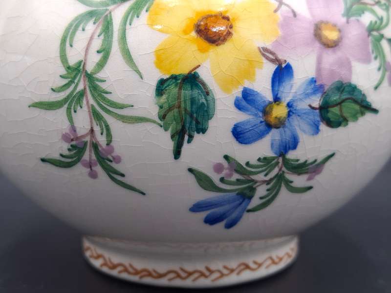 Vintage Carvalhinho Porto Hand painted Ceramic Twist Lid Floral Wine Liquor Decanter