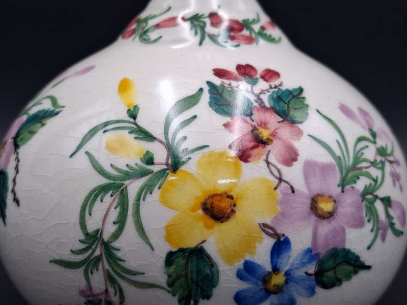 Vintage Carvalhinho Porto Hand painted Ceramic Twist Lid Floral Wine Liquor Decanter