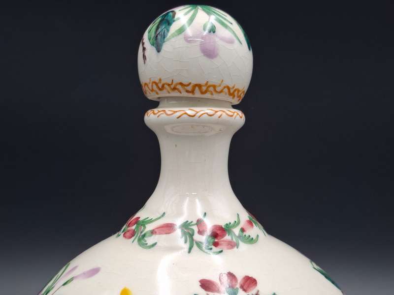Vintage Carvalhinho Porto Hand painted Ceramic Twist Lid Floral Wine Liquor Decanter