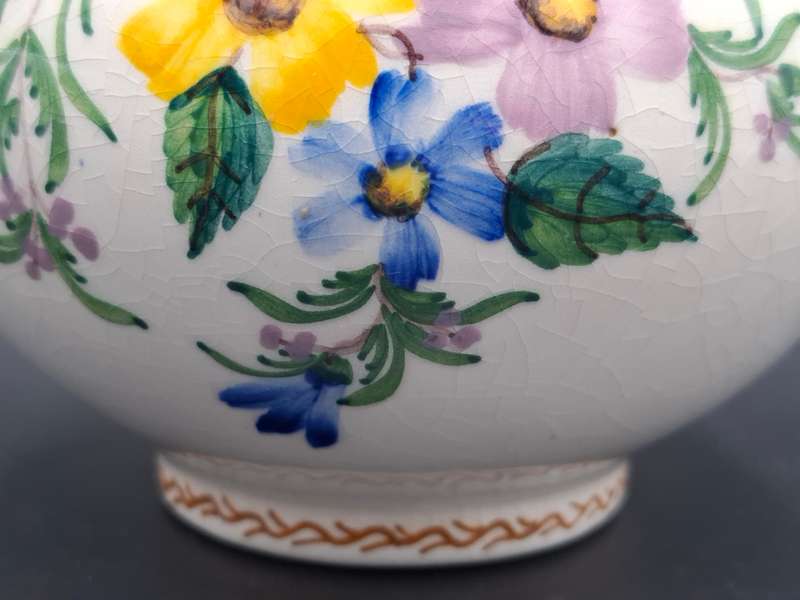 Vintage Carvalhinho Porto Hand painted Ceramic Twist Lid Floral Wine Liquor Decanter