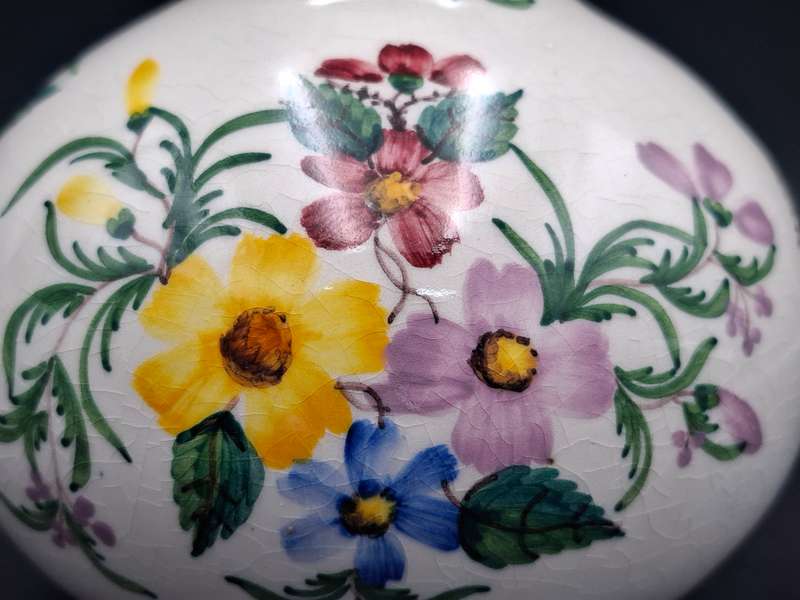 Vintage Carvalhinho Porto Hand painted Ceramic Twist Lid Floral Wine Liquor Decanter