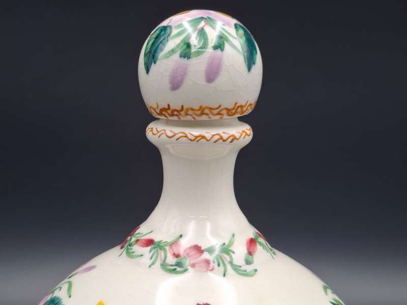 Vintage Carvalhinho Porto Hand painted Ceramic Twist Lid Floral Wine Liquor Decanter