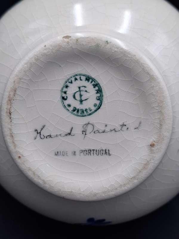 Vintage Carvalhinho Porto Hand painted Ceramic Twist Lid Floral Wine Liquor Decanter