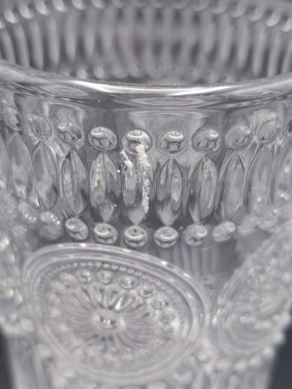 Vintage Mazeology Style Glass Pitcher & Single Glass - Embossed Sunflower Design Pressed Clear Glass
