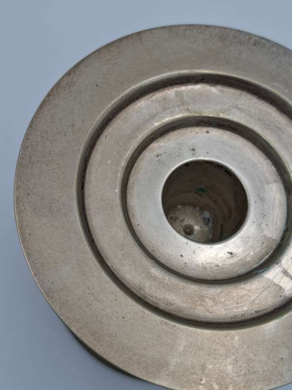 Large Vintage Silver Plated Candle Holder - Heavy - Roman Pillar Design - Fits most candles - 9cm H