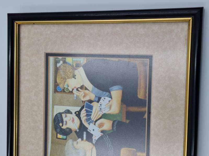 Pair Framed Beryl Cook Art Prints - depicting "Ladies playing Cards" & "Happy Birthday"