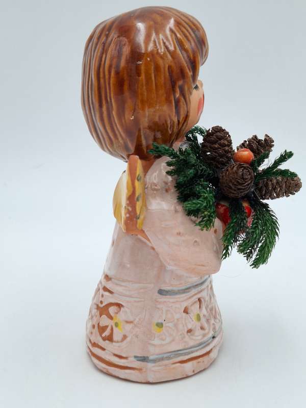 Vintage Singing Christmas Angel carrying a Christmas Posy