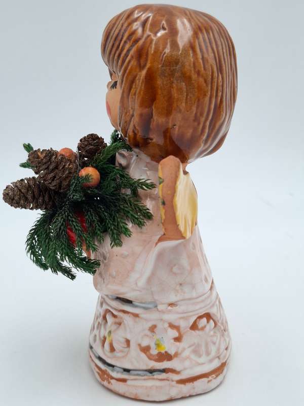 Vintage Singing Christmas Angel carrying a Christmas Posy
