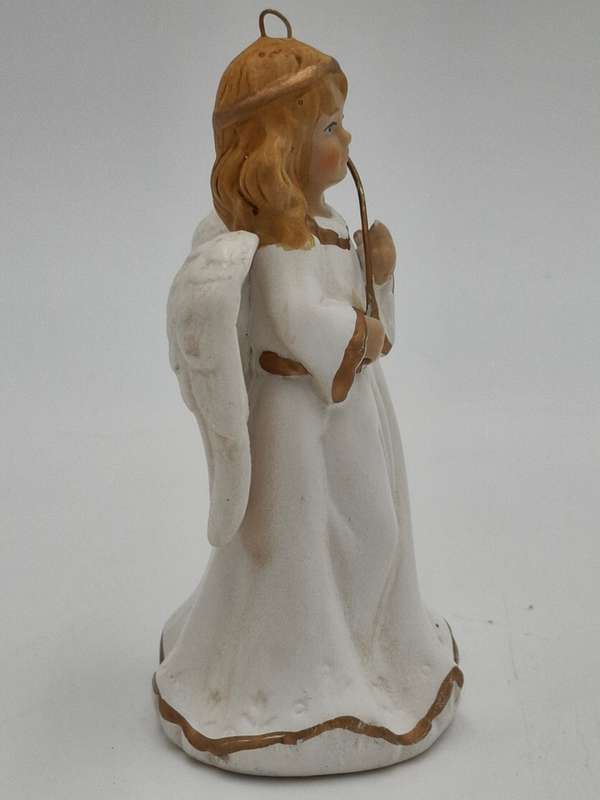 Vintage Christmas Bell - Tree Hanging Decoration - Angel in White Robe with a Wand