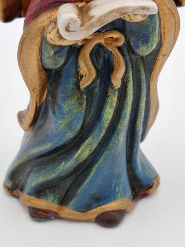 Vintage Christmas Bell - Tree Hanging Decoration - Angel in a Blue Robe Holding a Scroll