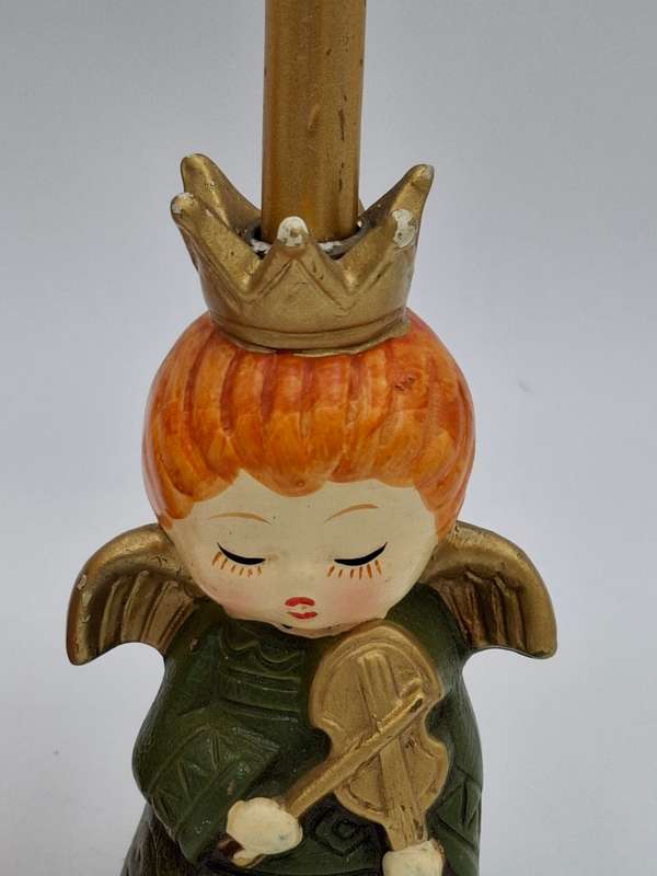 Pair of Vintage Christmas Angels Candle Holders - Made in Japan