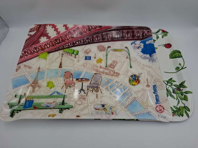 Large Gien Paris Acrylic Serving Tray - depicting Paris Scenes (47cm x 36cm)