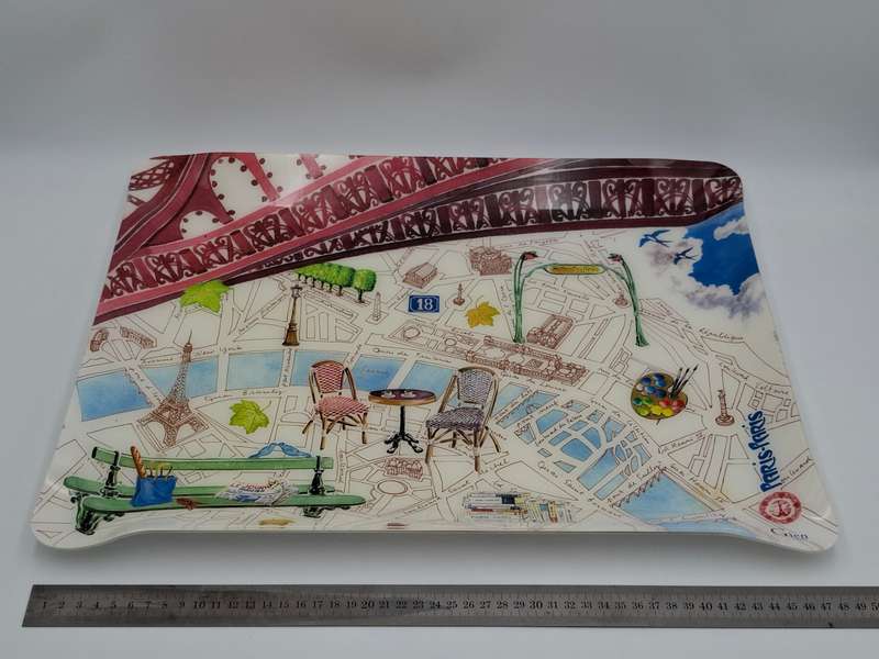Large Gien Paris Acrylic Serving Tray - depicting Paris Scenes (47cm x 36cm)